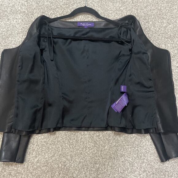 Ralph Lauren Collection Purple Label Leather Jacket Black Off Shoulder Runway 6 - Picture 9 of 16